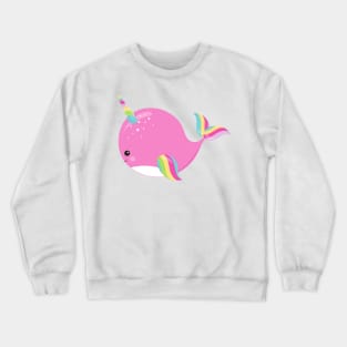 Unicorn Whale, Cute Whale, Baby Whale, Pink Whale Crewneck Sweatshirt